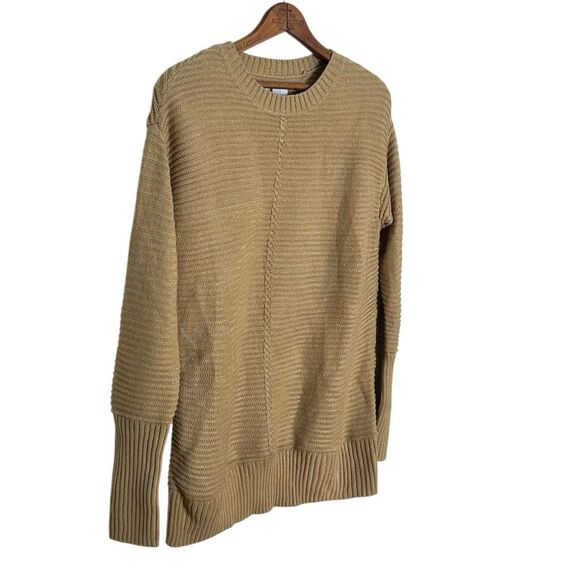 Nine West Ribbed Knit Crew Neck Long Sleeve Pullover Tunic Sweater Beige Medium - Picture 4 of 10
